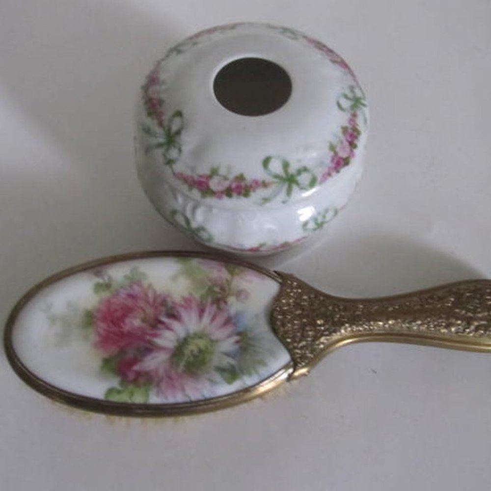 Antique Porcelain Hair Receiver Vanity Tray Decor Vanity Jars Bedroom Bathroom